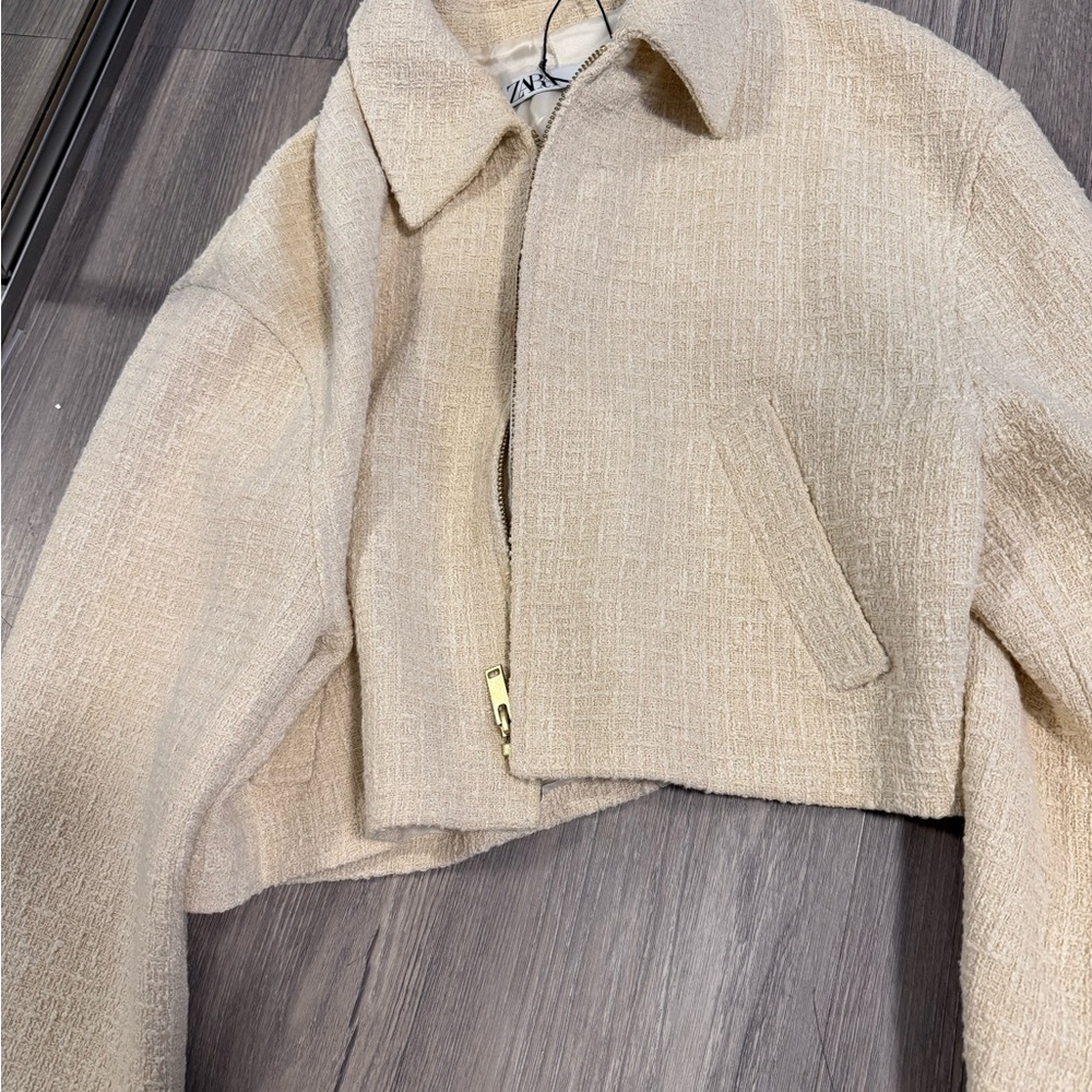 Zara Women's Beige Textured Blazer